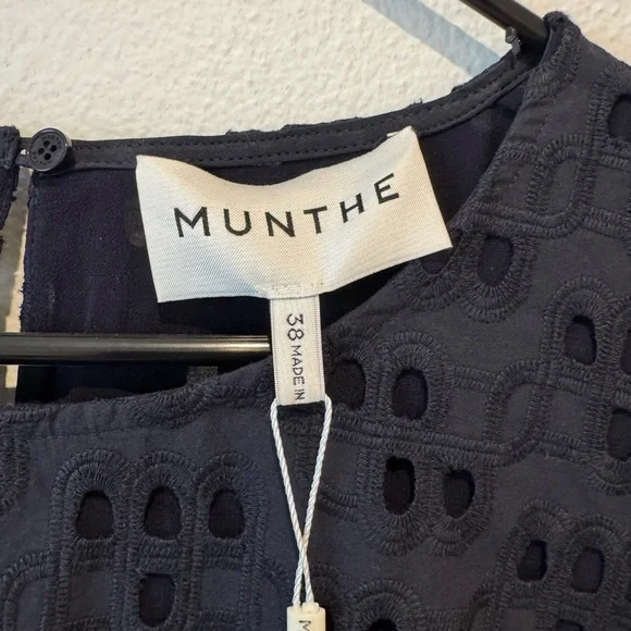 Munthe Navy Eyelet Puff-Sleeve Blouse - Picture 2 of 4